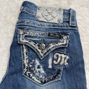 Miss Me Women's Blue Cotton Signature Rise Bootcut Denim Jeans Size 25 x 31''